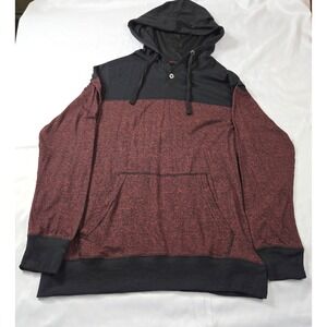 DIKOTOMY Men Hoodie PulloverSize M Maroon/Black  Pouch Pocket Lightweight Beach